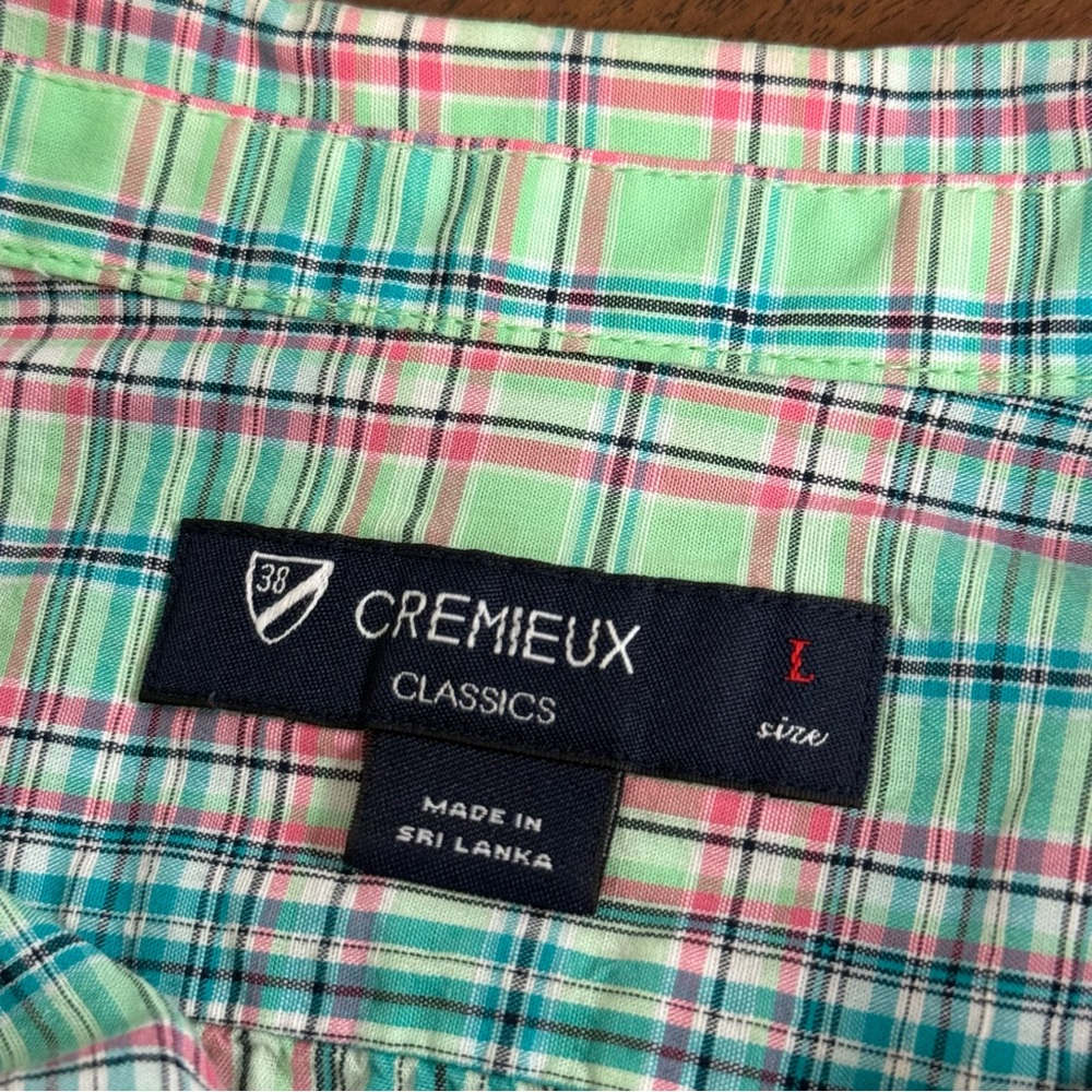 Cremeux Classics Men's Plaid Shirt - Green and Pink. Size Large - Picture 6 of 9